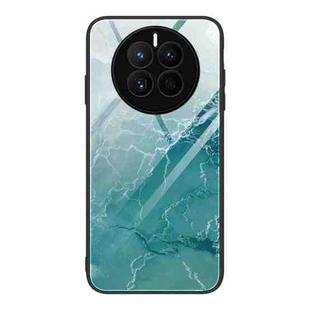 For Huawei Mate 50 Marble Pattern Glass Protective Phone Case(Green Ocean)