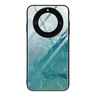 For Honor X40 Marble Pattern Glass Protective Phone Case(Green Ocean)