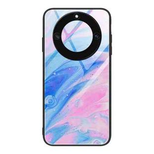 For Honor X40 Marble Pattern Glass Protective Phone Case(Pink)