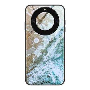 For Honor X40 Marble Pattern Glass Protective Phone Case(Beach)