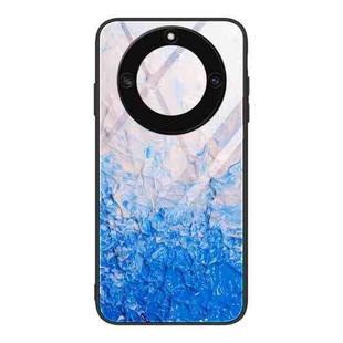 For Honor X40 Marble Pattern Glass Protective Phone Case(Ocean Waves)