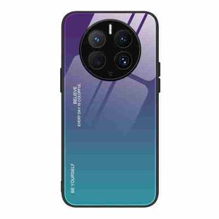 For Huawei Mate 50 Pro Gradient Color Glass Phone Case(Aurora Blue)