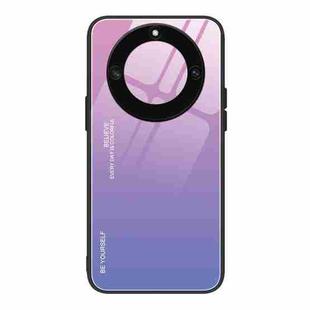 For Honor X40 Gradient Color Glass Phone Case(Pink Purple)