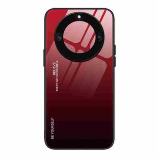 For Honor X40 Gradient Color Glass Phone Case(Red Black)