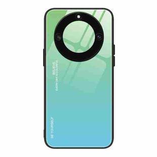 For Honor X40 Gradient Color Glass Phone Case(Green Cyan)