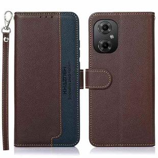 For Xiaomi Poco M4 5G KHAZNEH Litchi Texture Leather RFID Phone Case(Brown)