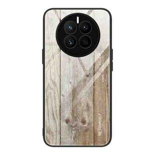 For Huawei Mate 50 Wood Grain Glass Phone Case(Grey)