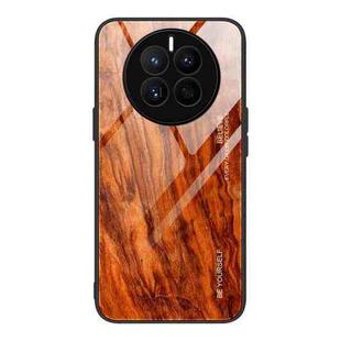 For Huawei Mate 50 Wood Grain Glass Phone Case(Light Brown)