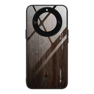 For Honor X40 Wood Grain Glass Phone Case(Black)