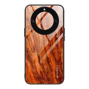 For Honor X40 Wood Grain Glass Phone Case(Light Brown)