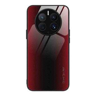 For Huawei Mate 50 Pro Texture Gradient Glass TPU Phone Case(Red)