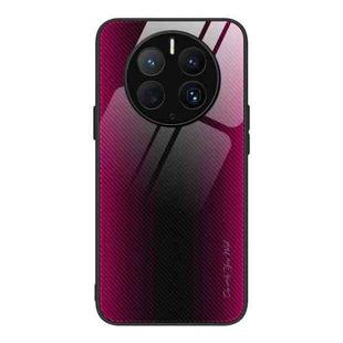 For Huawei Mate 50 Pro Texture Gradient Glass TPU Phone Case(Rose Red)