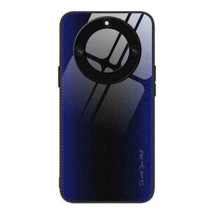 For Honor X40 Texture Gradient Glass TPU Phone Case(Dark Blue)