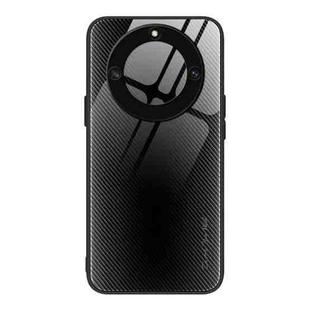 For Honor X40 Texture Gradient Glass TPU Phone Case(Black)
