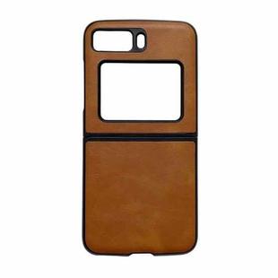 For Motorola Moto Razr 2022 Cowhide Texture PU Phone Case(Brown)