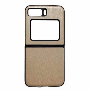 For Motorola Moto Razr 2022 Wood Texture PU Phone Case(Gold)