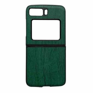For Motorola Moto Razr 2022 Wood Texture PU Phone Case(Green)