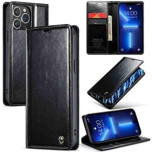 For iPhone 13 Pro CaseMe 003 Crazy Horse Texture Leather Phone Case(Black)