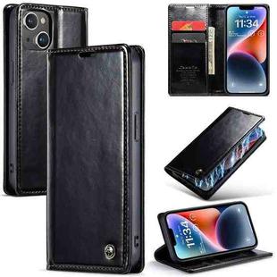For iPhone 14 CaseMe 003 Crazy Horse Texture Leather Phone Case(Black)