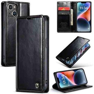 For iPhone 14 Plus CaseMe 003 Crazy Horse Texture Leather Phone Case(Black)