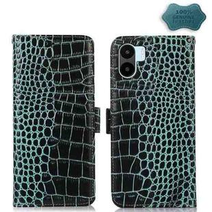 For Xiaomi Redmi A1 Crocodile Top Layer Cowhide Leather Phone Case(Green)