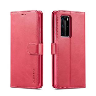 For Huawei P40 LC.IMEEKE Calf Texture Horizontal Flip Leather Case, with Holder & Card Slots & Wallet & Photo Frame(Red)