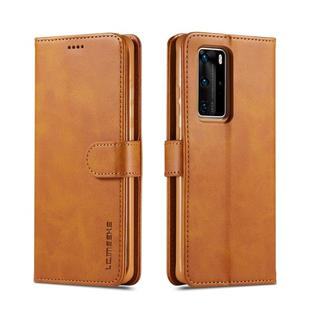 For Huawei P40 LC.IMEEKE Calf Texture Horizontal Flip Leather Case, with Holder & Card Slots & Wallet & Photo Frame(Brown)