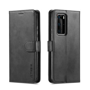 For Huawei P40 Pro LC.IMEEKE Calf Texture Horizontal Flip Leather Case, with Holder & Card Slots & Wallet & Photo Frame(Black)