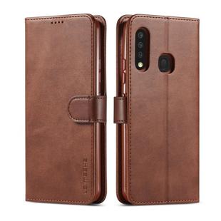 For Galaxy A70e LC.IMEEKE Calf Texture Horizontal Flip Leather Case, with Holder & Card Slots & Wallet & Photo Frame(Coffee)