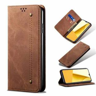 For vivo Y16 4G Global/Y02s 4G Global Denim Texture Leather Phone Case(Brown)