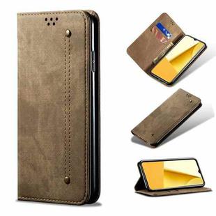 For vivo Y35 4G Global/Y22/Y22s Denim Texture Leather Phone Case(Khaki)