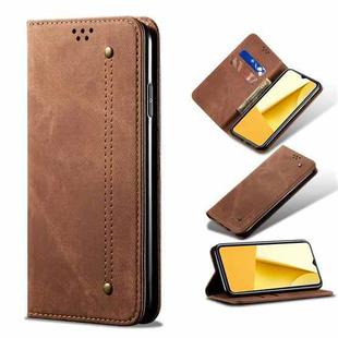 For vivo Y77 5G Malaysian/Y77e Global Denim Texture Leather Phone Case(Brown)