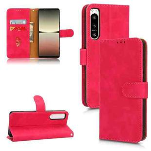 For Sony Xperia 5 IV Skin Feel Magnetic Flip Leather Phone Case(Rose Red)