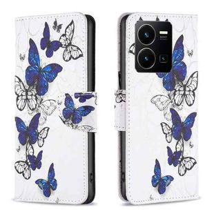 For vivo Y35 / Y22 Colored Drawing Pattern Flip Leather Phone Case(Butterflies)