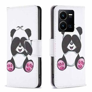 For vivo Y35 / Y22 Colored Drawing Pattern Flip Leather Phone Case(Panda)