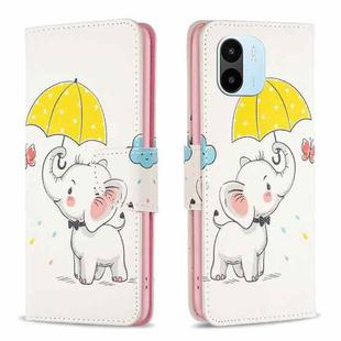 For Xiaomi Redmi A1 / A1+ Colored Drawing Pattern Flip Leather Phone Case(Umbrella Elephant)