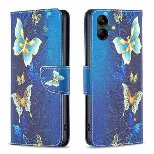 For Samsung Galaxy A04 4G Colored Drawing Pattern Flip Leather Phone Case(Gold Butterfly)