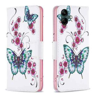 For Samsung Galaxy A04 4G Colored Drawing Pattern Flip Leather Phone Case(Flowers Butterfly)