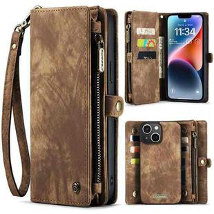 For iPhone 14 Plus CaseMe 008 Detachable Multifunctional Leather Phone Case(Brown)