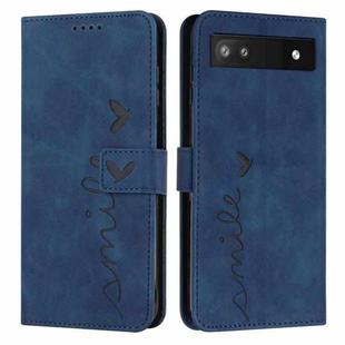 For Google Pixel 6a Skin Feel Heart Pattern Leather Phone Case(Blue)