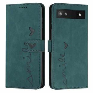For Google Pixel 6a Skin Feel Heart Pattern Leather Phone Case(Green)