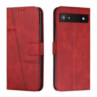 For Google Pixel 6a Stitching Calf Texture Buckle Leather Phone Case(Red)