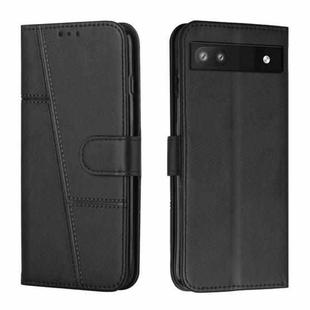 For Google Pixel 6a Stitching Calf Texture Buckle Leather Phone Case(Black)