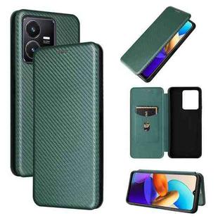 For vivo Y22s / Y35 Carbon Fiber Texture Leather Phone Case(Green)