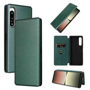 For Sony Xperia 5 IV Carbon Fiber Texture Leather Phone Case(Green)