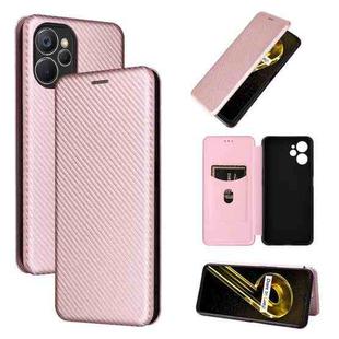 For Realme 9i Carbon Fiber Texture Leather Phone Case(Pink)