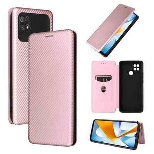 For Xiaomi Poco C40 Carbon Fiber Texture Leather Phone Case(Pink)