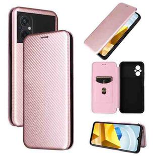 For Xiaomi Poco M5 4G Carbon Fiber Texture Leather Phone Case(Pink)