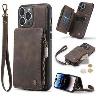 For iPhone 14 Pro Max CaseMe C20 Multifunctional Leather Phone Case(Dark Coffee)