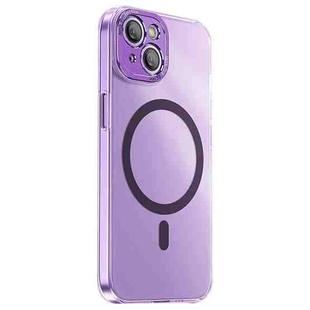 For iPhone 14 PC Crystal Clear Frosted Magnetic Magsafe Phone Case(Purple)